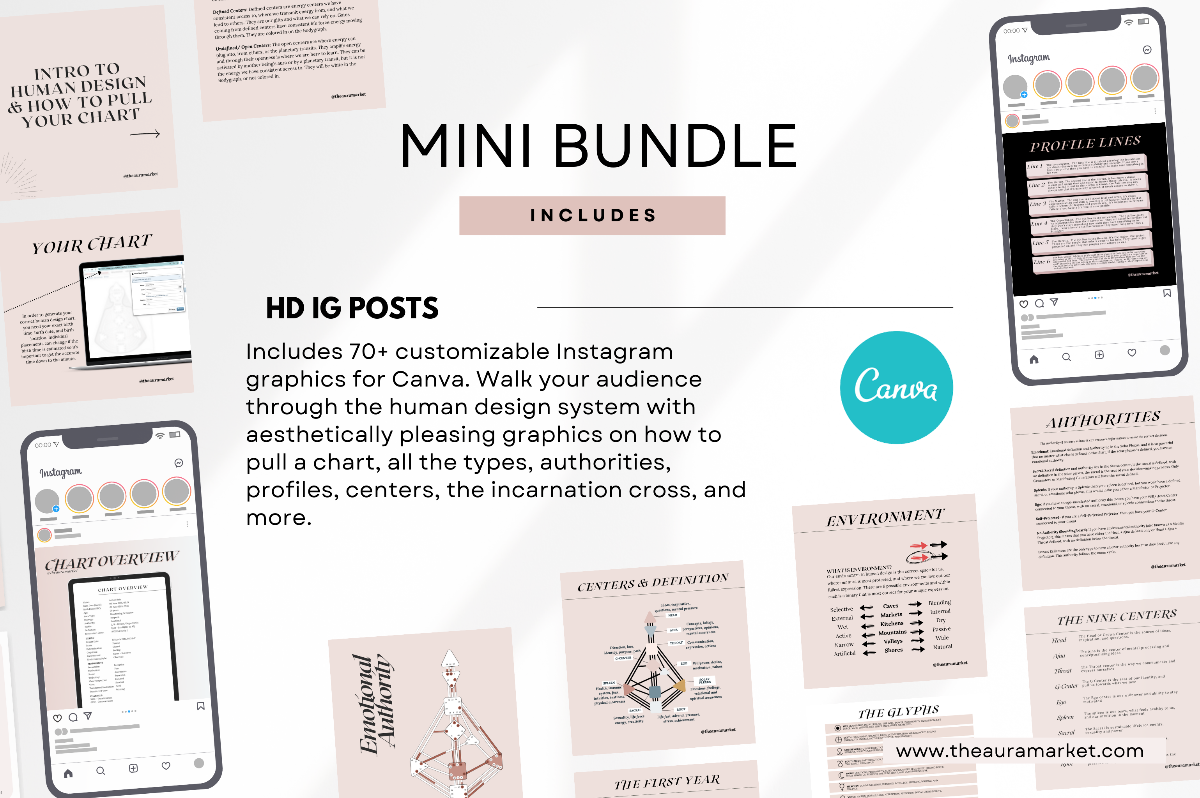 Digital Mini Bundle: Human Design Canva Templates INSTAGRAM POSTS